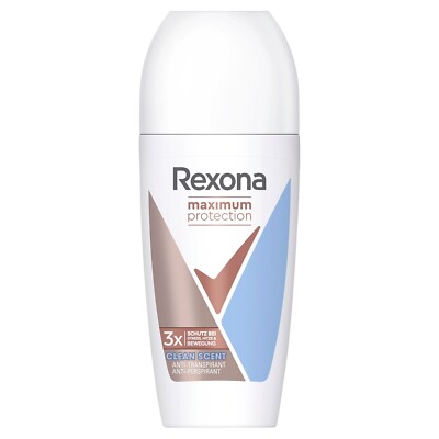 96,00 /L- 6x Rexona Maximum Protection Anti-Transpirant Roll-On-Clean Scent-50ml