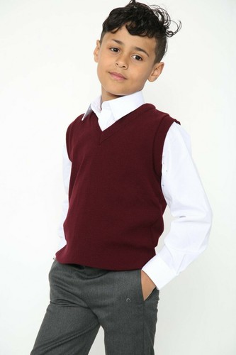 Boys Knitted Tank Top V Neck Sleeveless Jumper School Uniform Smart Comfortable - Picture 3 of 27