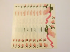 Mrs. Grossman's Lot of 10 Strips ~Pink Peony Flowers with Ribbon~ 1994 Stickers