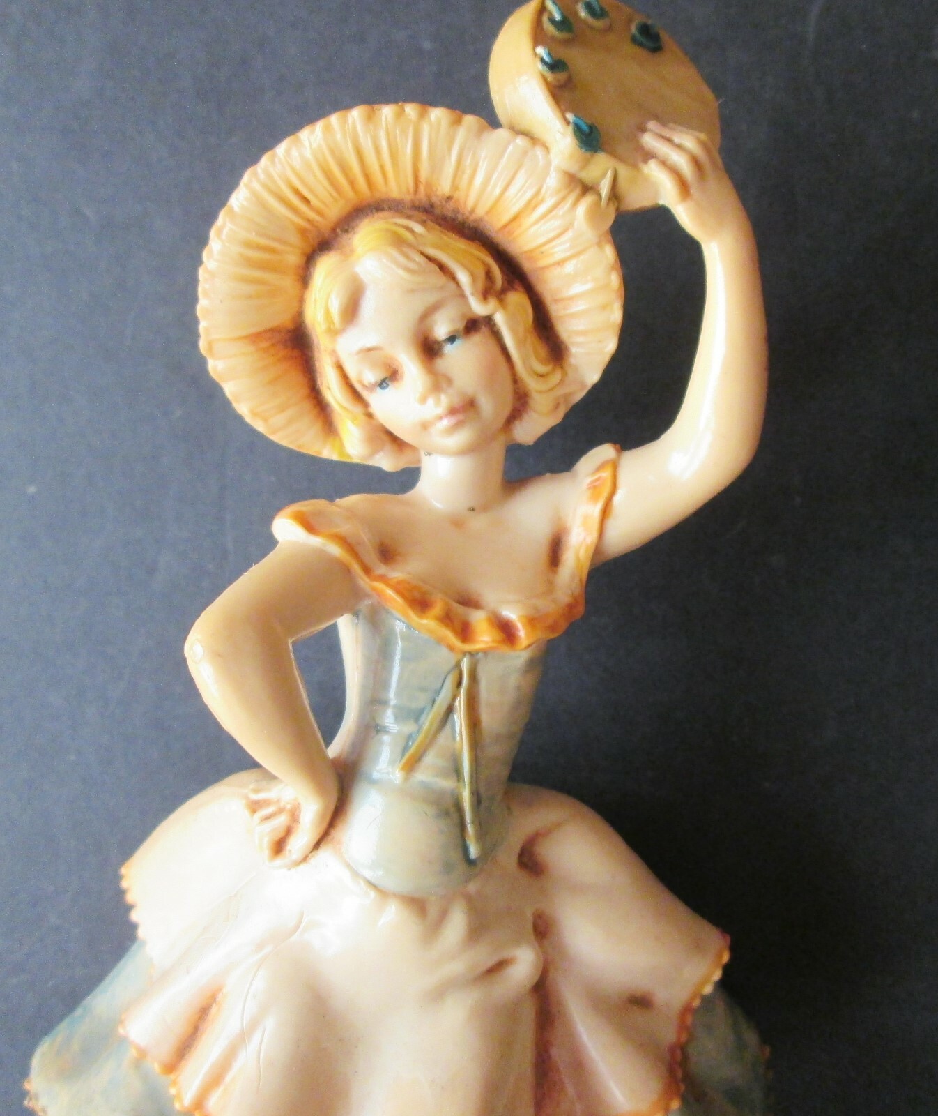 VINTAGE ITALIAN FONTANINI DANCING GIRL WITH TAMBOURINE Depose 280, 6.