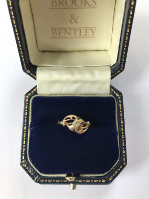 Vintage Ring 9 kt Gold Diamant geknotet 1986 Gold Größe P