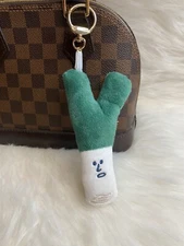 Green Onion Keyring Pompom Bag Charm Keychain Car Key Fob Plush Novelty Gift New