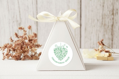 PERSONALISED Floral Heart Wedding Favour Party Bag Sticker Labels | PrimHeart - Picture 2 of 5