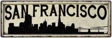 San Francisco City Sky Line Silouette Wall Décor Metal Sign 106180028034