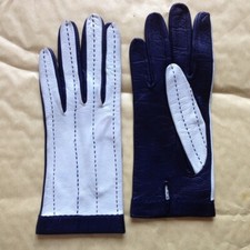 Women's Genuine Leather Gloves Two Tone Real Leather Gloves, Vintage Early 1960s