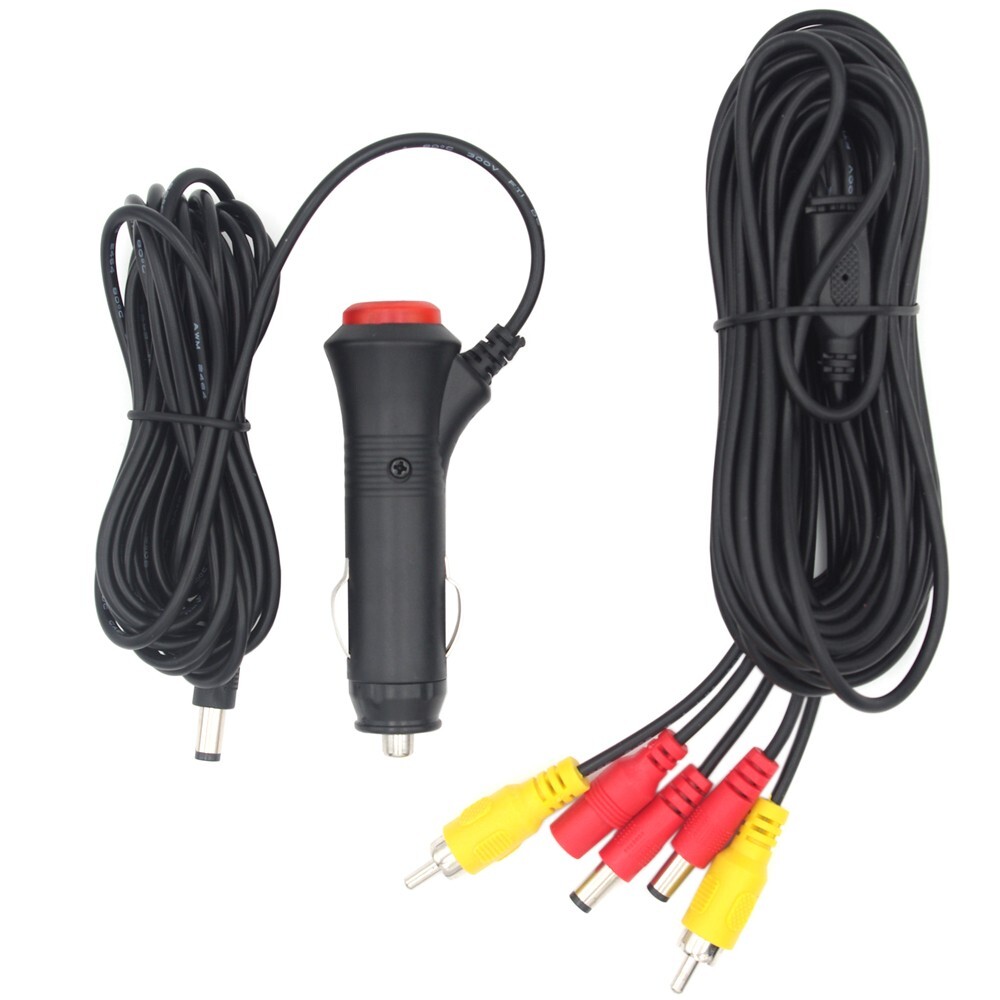 12V/24V Cigarette Lighter Power Supply for Car Rear Camera RCA Connection Cable
