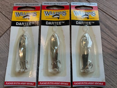 3 NOS Williams Dartee Spoon 1/16oz. Silver Gold 2 1/4'' RARE Salmon Walleye D1S