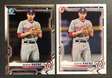 2x 2021 Bowman Chrome Draft Dustin Saenz 1st + Paper - Nationals Prospect Lot