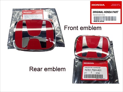 Honda Civic Si FRONT REAR EMBLEM JDM FD2 H Red Genuine NEW 06 14 Badge Type R