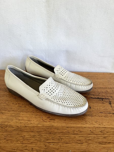 /🍃 ARA GERMANY WHITE Leather Loafers Ballet Flats 7 9 40