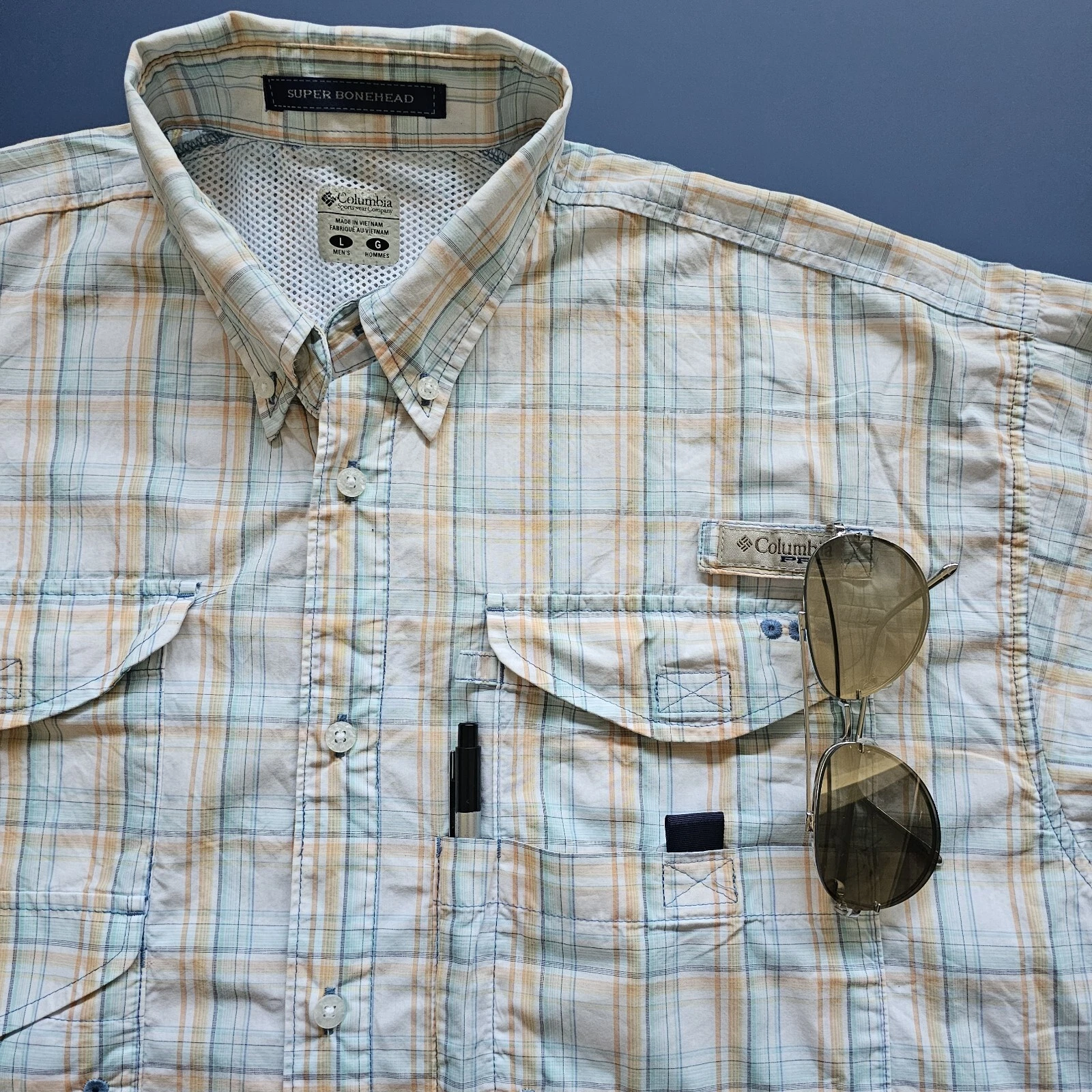 Columbia sportswear Men’s PFG plaid button down long sleeve shirt fishing