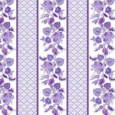 Lavender Fields: Violette Stripe White Cotton Fabric (per metre)