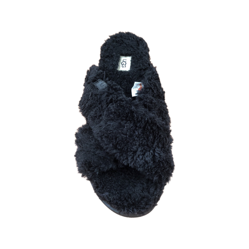 UGG Women's Fuzz Sugar Cross Slide Slippers 1120860 Black Natural Pink Hickory | eBay