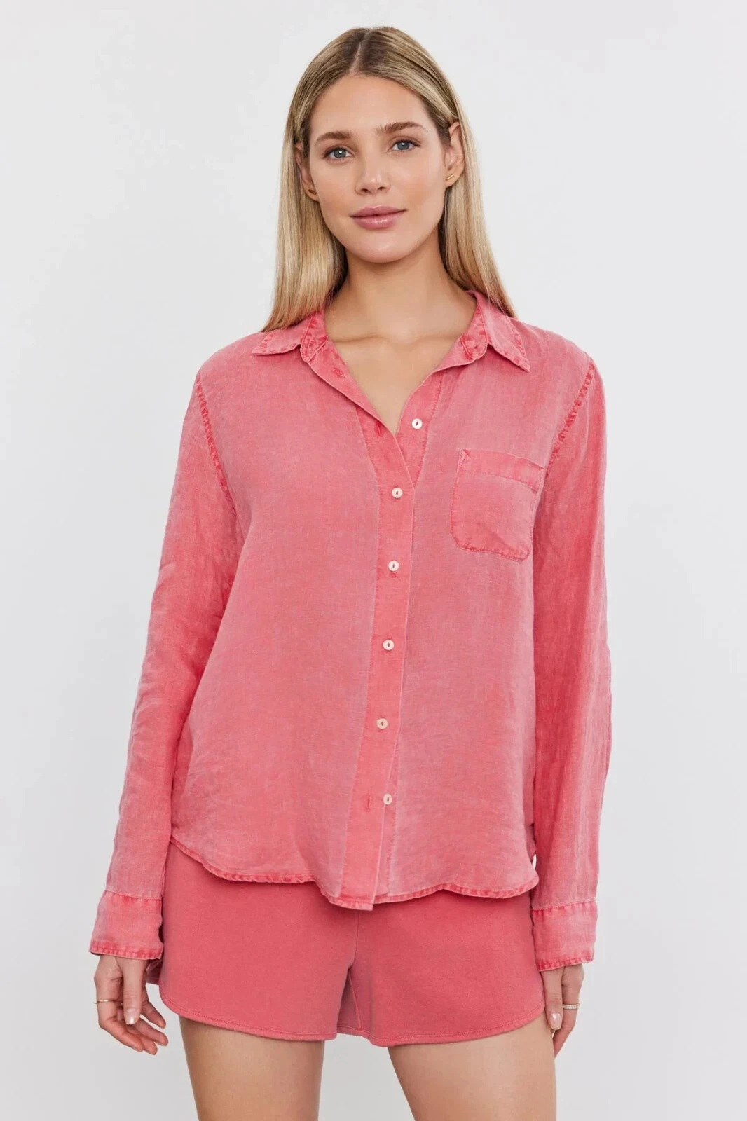 VELVET By Graham & Spencer Natalia Linen Button Up Shirt Aloha S $225 H1