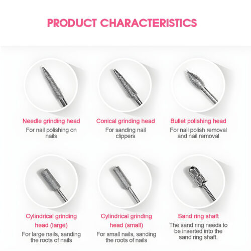 Electric Drill Nail File Acrylic Art File Manicure Pedicure Portable Machine Kit - Picture 6 of 12