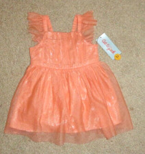 Cat  Jack Baby Girls Orange Metallic Dress Tulle Overlay Diaper Cover 12 Months