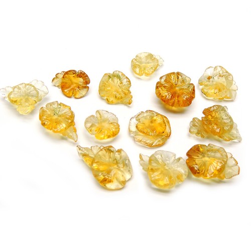 Tallado de flores de citrino 56,55 CTS 13 PIEZAS TALLADO GEMAS NATURALES DE CITRINO BRASILEÑO - Imagen 4 de 4