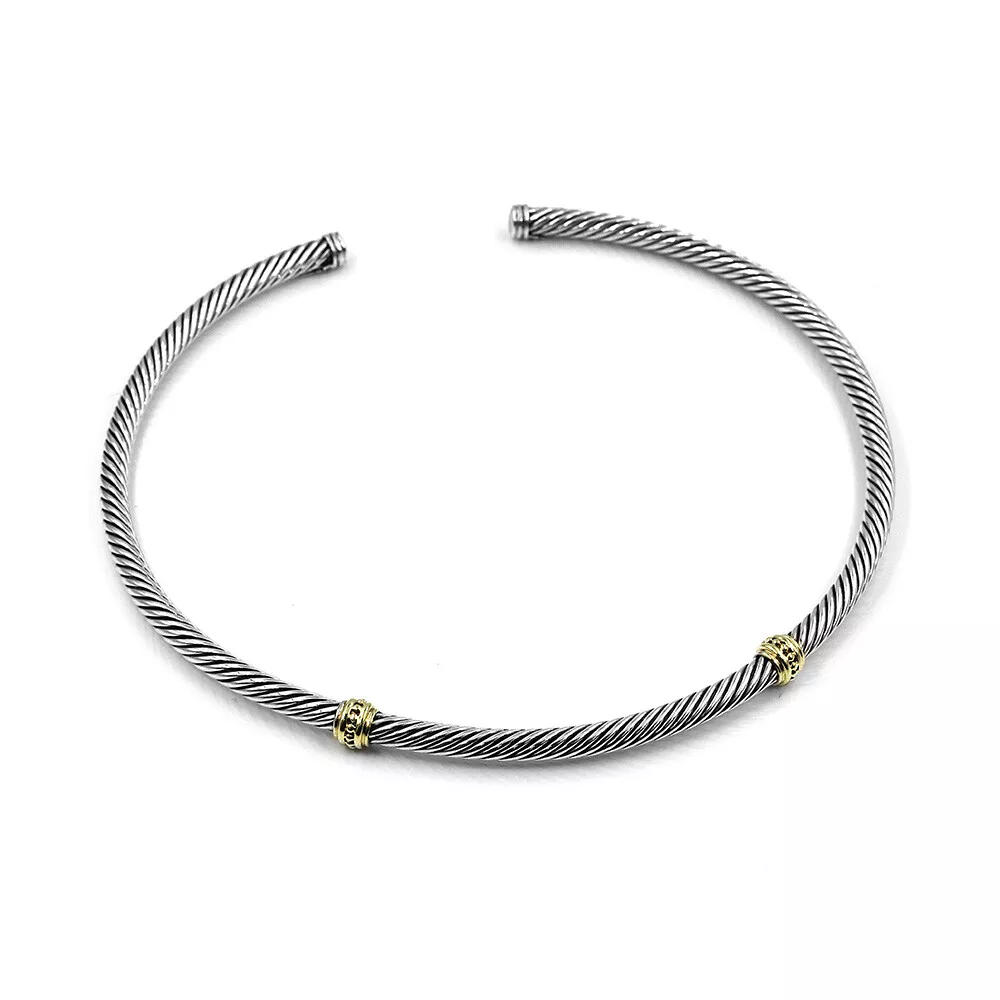 5.0mm David Yurman Cable Necklace in Sterling Silver and 14K Yellow Gold 16