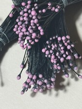 Vintage German Millinery 4 Bundles Stamen Flower Peps Pink  Black Stems