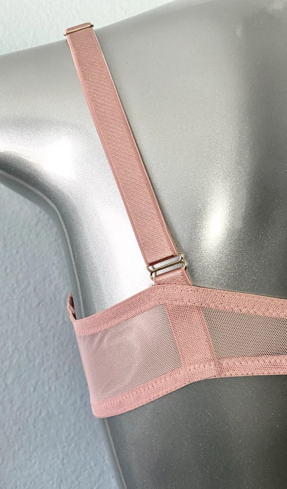 Sujetador Balconet Victoria's Secret Nuevo con Etiquetas Muy Sexy Transparente Bandas con Tirantes Rosa Sin Forro Foto 3 de 3