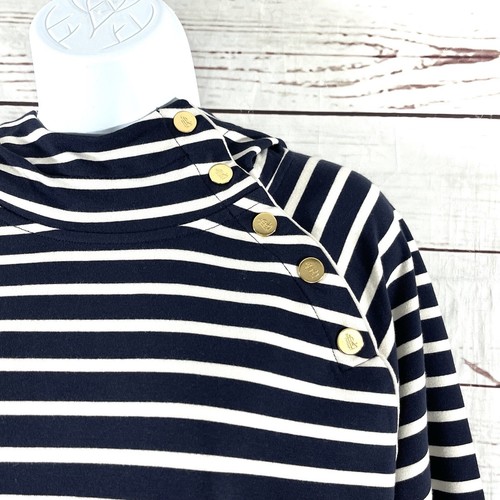 Lauren Ralph Lauren Hoodie Women’s Crew Neck Top Blue Striped Size M NWT - Picture 4 of 11