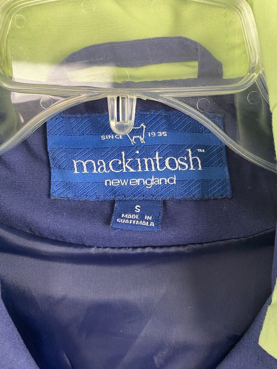 Mackintosh New England Jacket Navy Blue Green Zip Up Hood Pockets