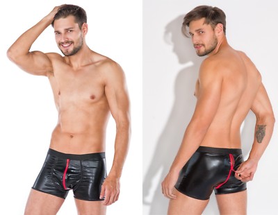 ANDALEA WETLOOK BOXER SHORTS clubwear kunstleder clubwear  schwarz zwei wege