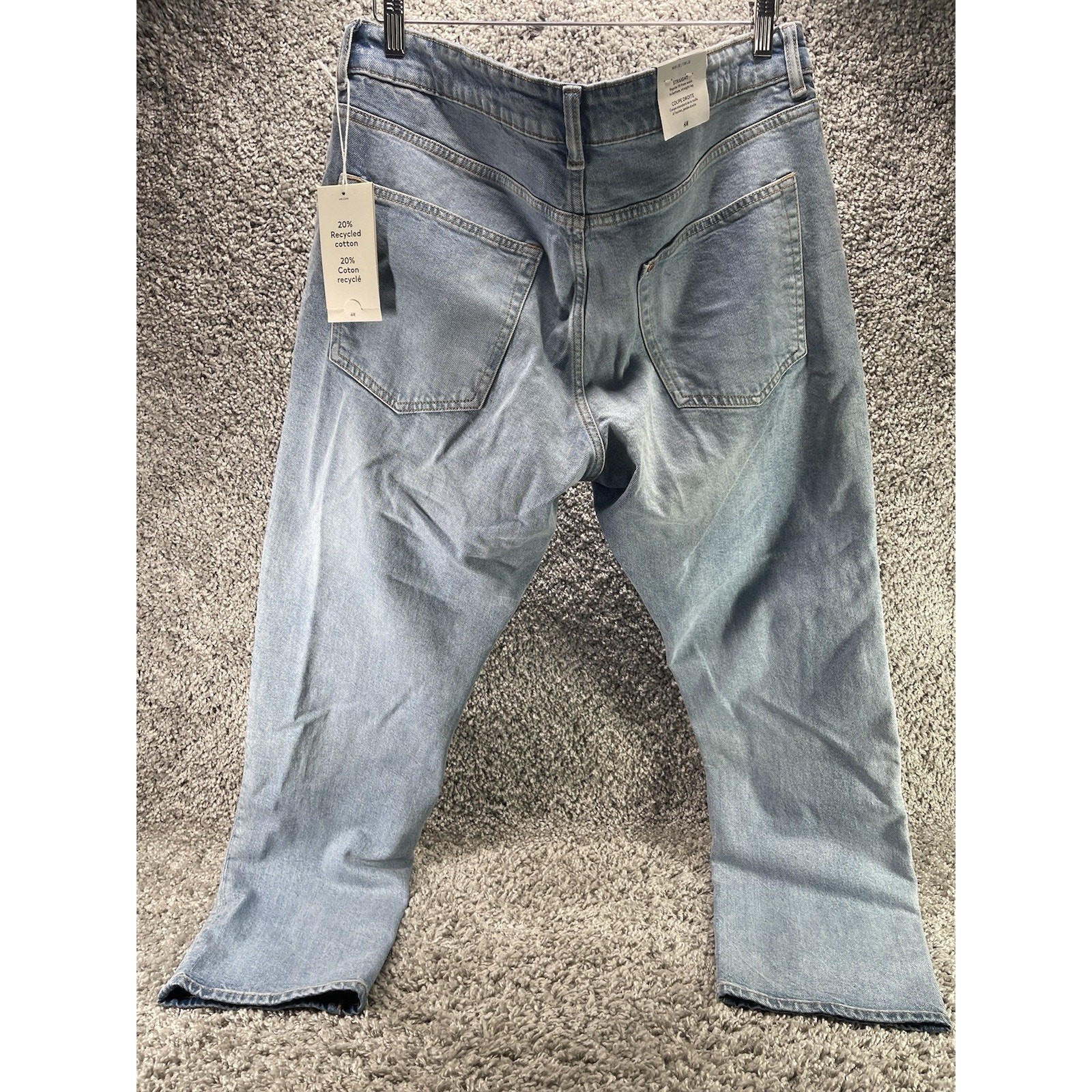 H&M Men’s Size 38x32 Jeans Straight Regular Fit Denim Classic Light Blue Wash thumbnail 2