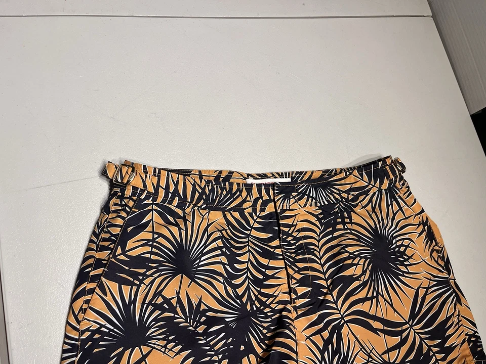 Pantalones Cortos Orlebar Marrón Para Hombre 34 Hebilla Bañador Tabla Playa Floral 32” Cintura Foto 2 de 4