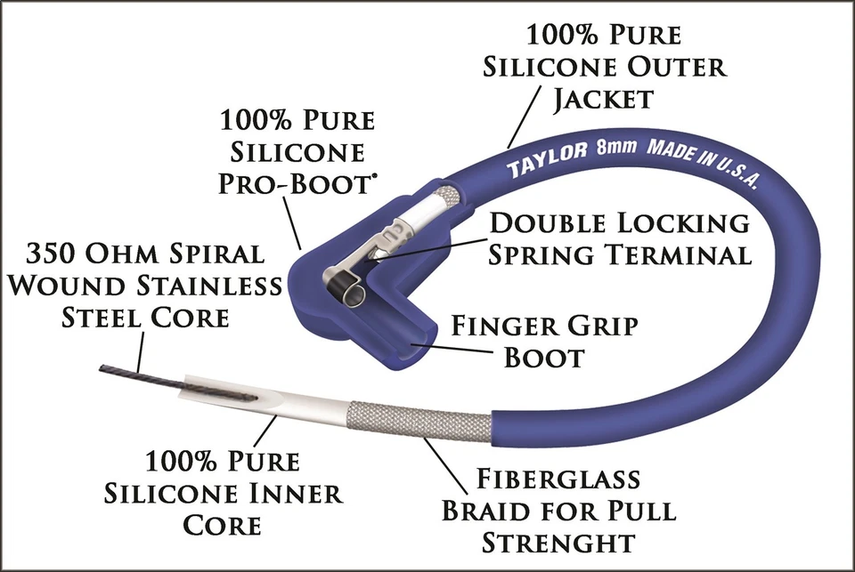 Juego de cables de encendido Taylor Cable 74272 8 mm Spiro-Pro Foto 3 de 4