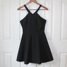 Elizabeth and James Womens Black Halter Fit & Flare Skater Dress Size 6