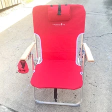 CARIBBEAN JOE Reclining Beach Chair 4 Position Portable Backpack Folding Camping