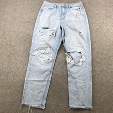 American Eagle Jeans Womens 6 Light Wash Mom Jean Distressed Ripped High Rise