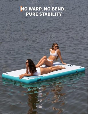 8x6ft Inflatable Floating Dock Non-Slip Swim Platform w/ Carry Bag