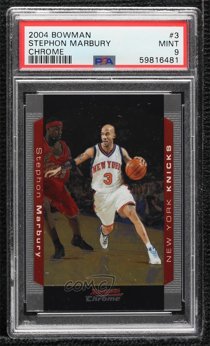 2004 Bowman Draft Chrome (Guarded by ) Stephon Marbury LeBron James PSA 9 MINT