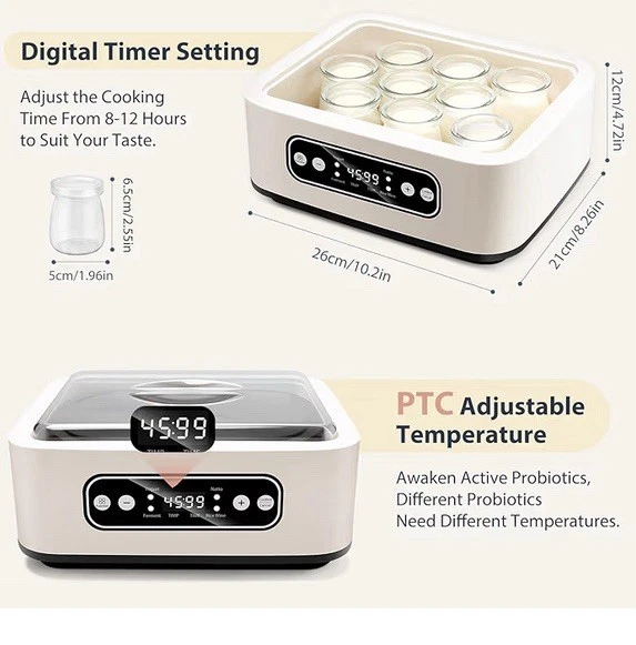 Digital Yogurt Maker Stainless Steel Inner Pot with 9 Glass Jars - Image 2 of 4