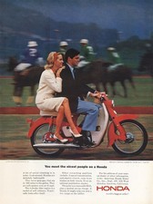 1964 Honda Motorcycle: You Meet the Nicest People Horses Vintage Print Ad