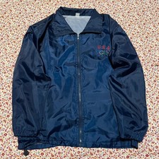 Vintage 90s USA Lined Navy Blue 100 Nylon Windbreaker Medium