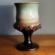 Vintage Glit Fat Lava Icelandic Pottery Goblet Stemmed Glass Mid Century