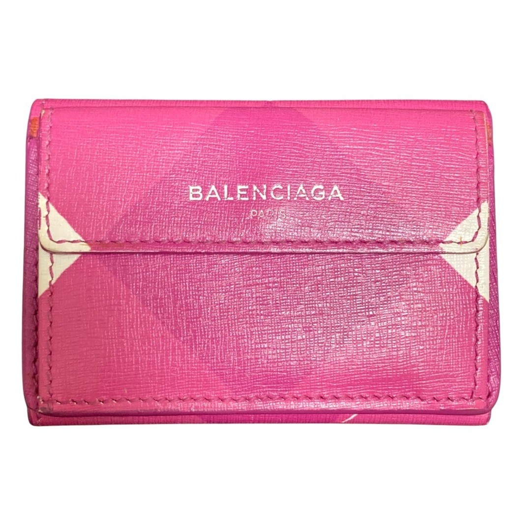 Good BALENCIAGA Paper Mini Wallet 410133 Pink Purple Ladies Old Clothes Used