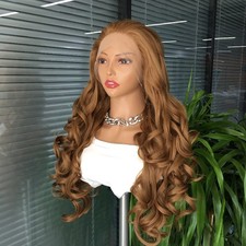 13 4 Lace Front Wig Middle Part Big Wave Curly Brown Hair Wig for Women