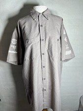 Red Kap Button Up Shirt SP24GY5 Tan W/White Letter Logos Mens Size L