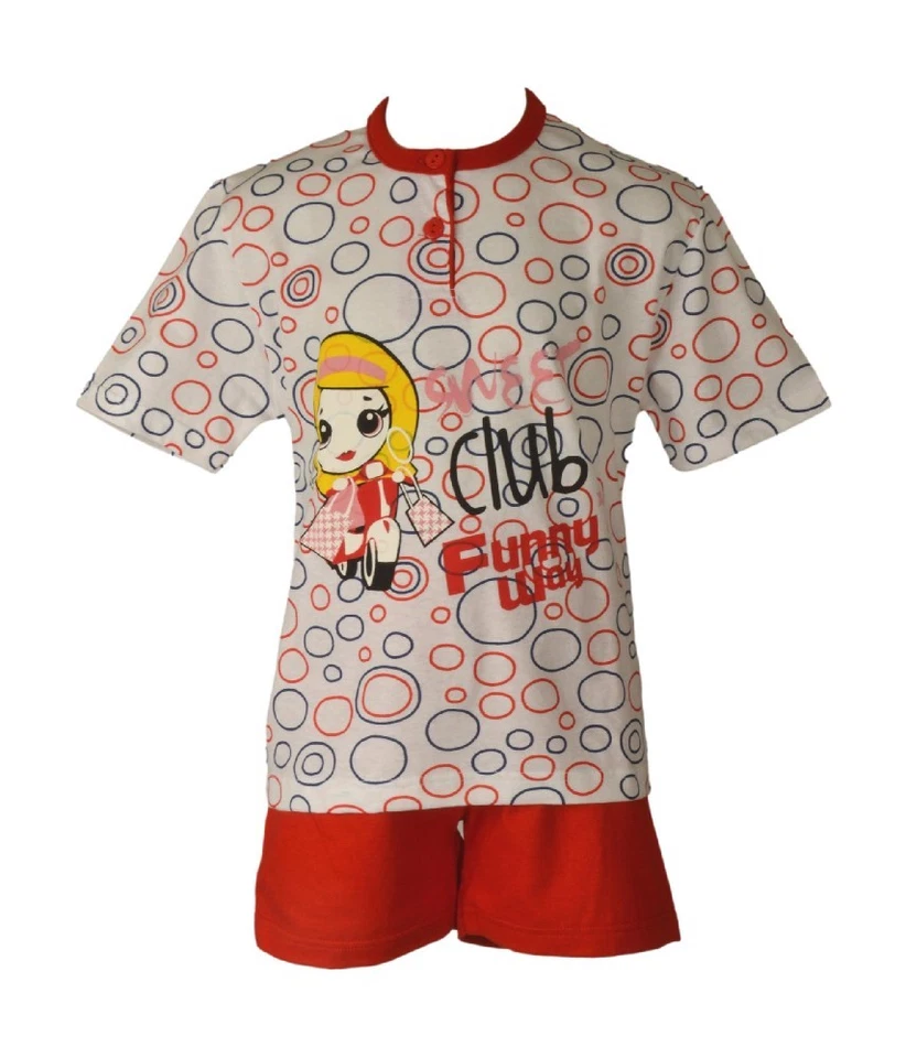 Pyjama fille GARY, t-shirt à manches courtes, col henley, short, article 295060 - Photo 1/1