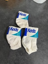 Vintage 90s Keds Ankle Socks White Cuff Women  s Size 9-11 New Lot Of 3