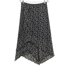 Vintage 90s Asymmetrical Midi Skirt 14W Floral Dark Fairy Grunge Whimsigoth Boho