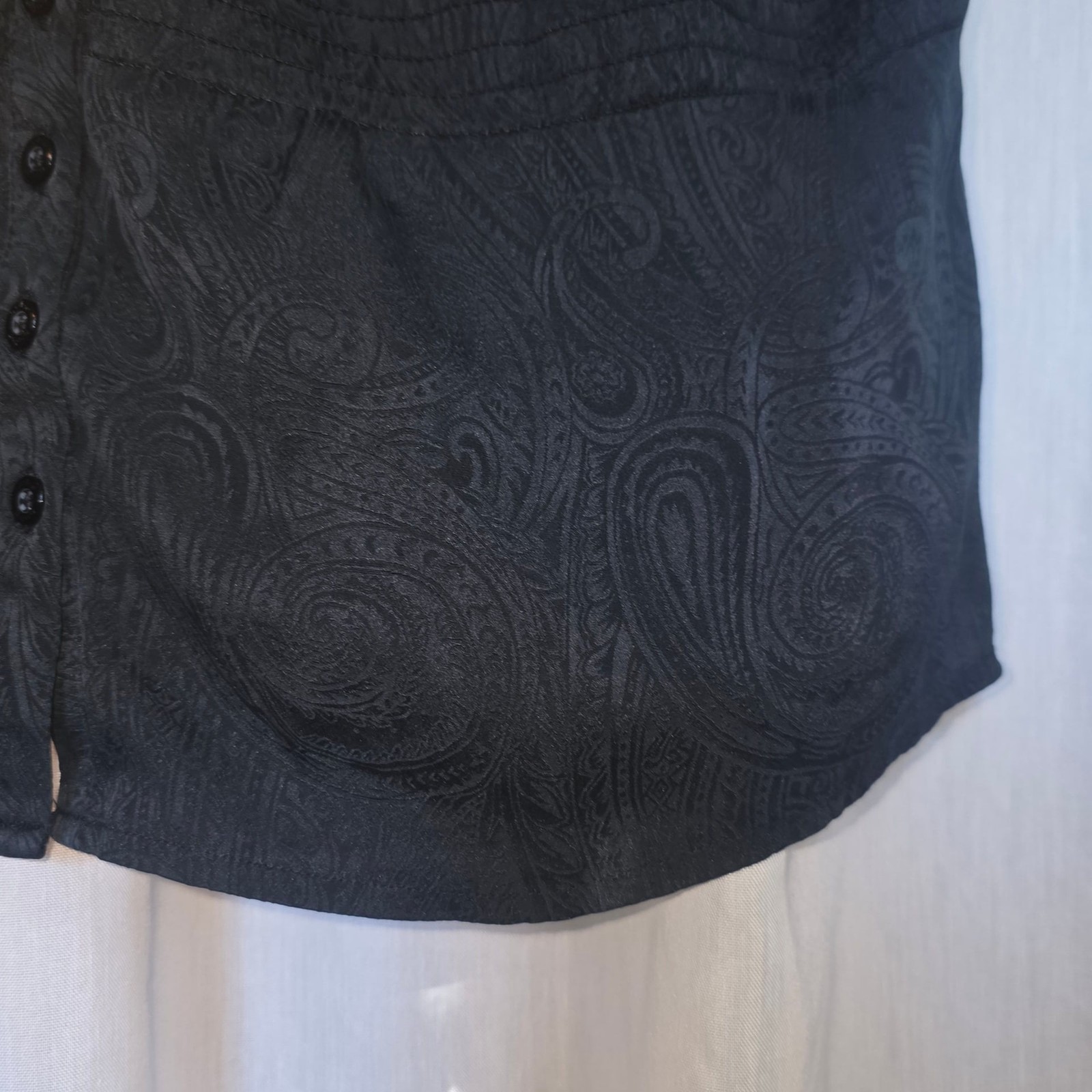 bebe paisley black blouse size large - image 2