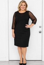 Talbots Ponte Mesh Dot Shift An elegant little black cocktail dress sz 16 P