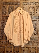 VTG 70's Tuxedo Ruffle Shirt Ruffled Delton Men's Single Link Cuffs 15 1/2 / 32