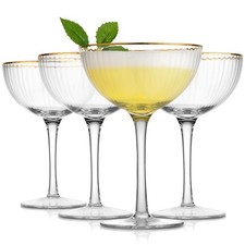 Royalrose Premium Cheerfull Fluted 10.7 oz Coupe Glasses Set of 4   Vintage G...