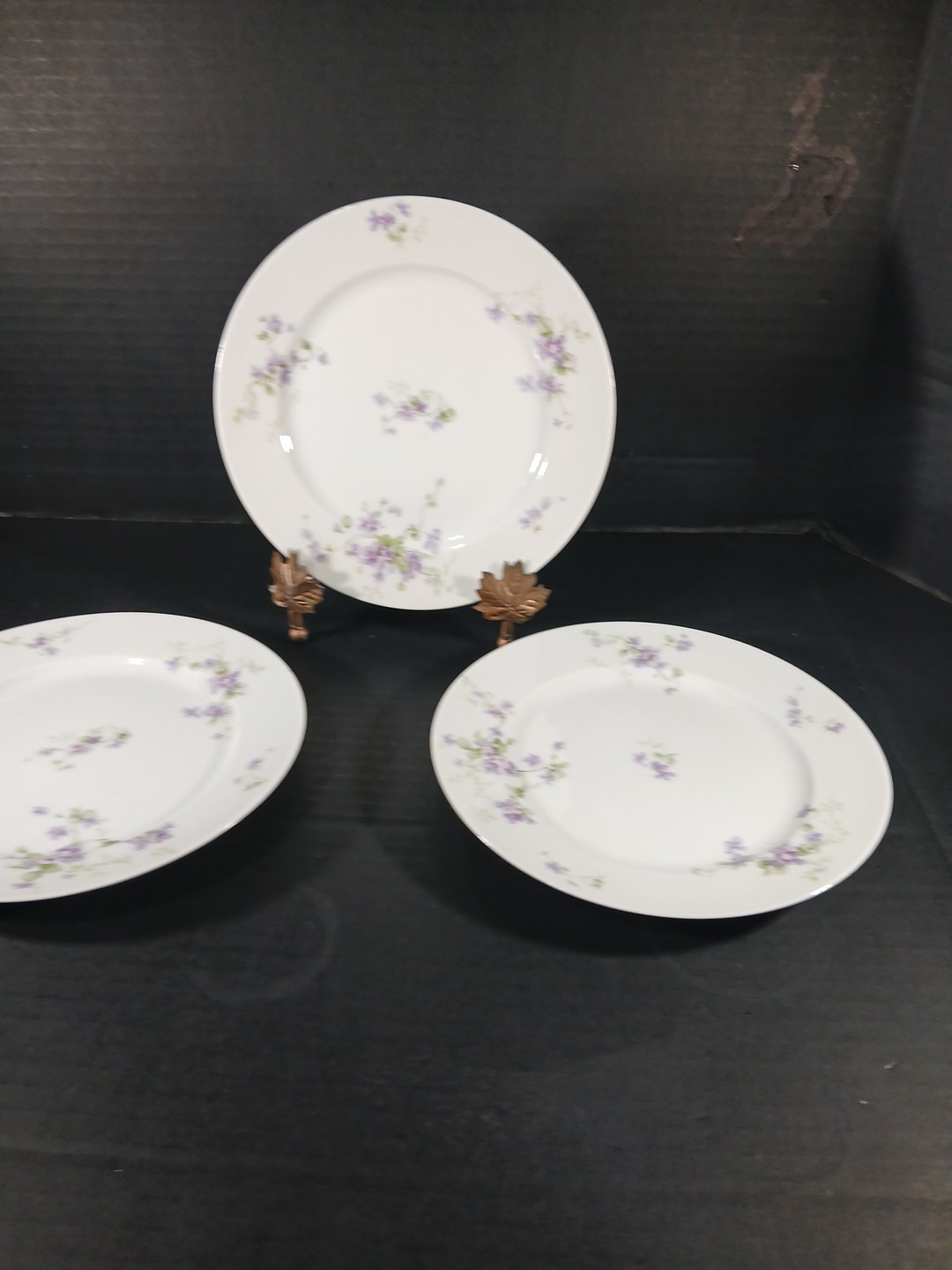 Charles Field Haviland Limoges  Lot of 3 SaladPlates Purple flowers 7.5 Antique 